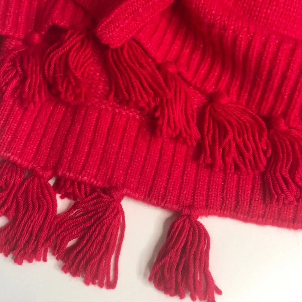 Kate Spade Broome Street Airy Alpaca Tassel Sweater Red Large